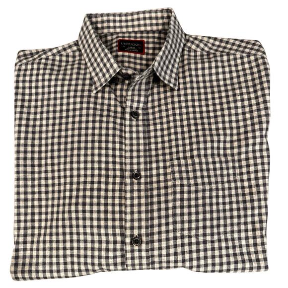 Untuckit Men’s 100%‎ Cotton Checked Button Down Shirt, Blue Size L - Picture 3 of 3